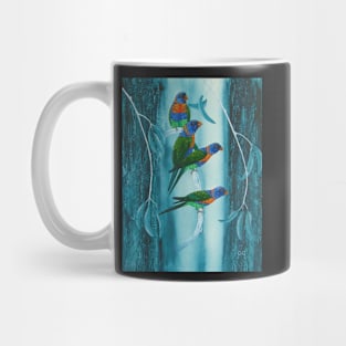 Australian Rainbow Lorikeets - original acrylic painting Mug